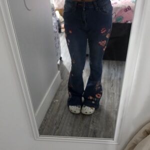 Floral flared jean